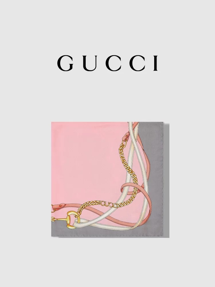 [24期免息]GUCCI古驰印花桑蚕丝方巾